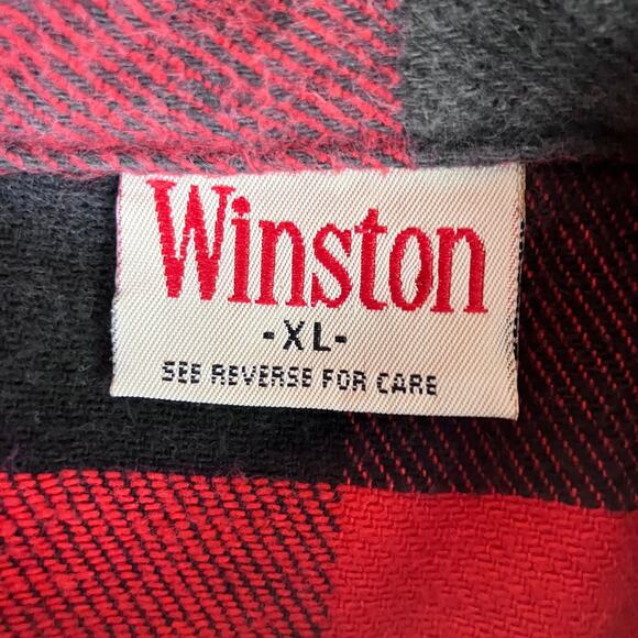 Vintage 1990s Winston Red & Black Flannel Long Sleeve Shirt - Picture 4 of 7